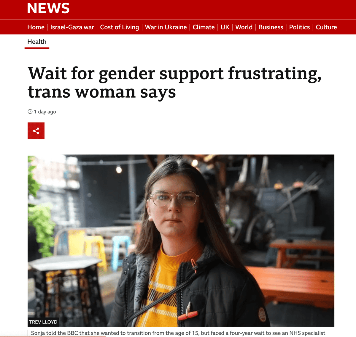 Wait for gender support frustrating, trans woman says